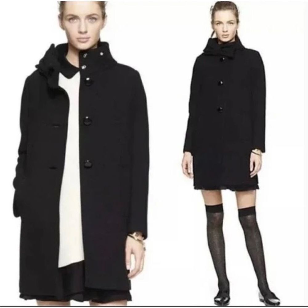 Kate Spade Dorothy Bow Peacoat Dressy Overcoat Heavyweight Black Size 4